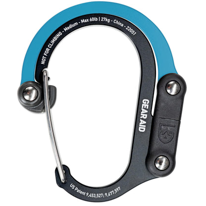 Gear AID HEROCLIP Carabiner Gear Clip and Hook (Medium) for Camping, Backpack, and Garage Organization, Black and Blue Gear Aid