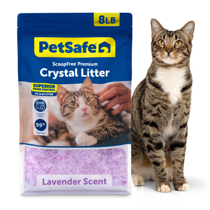 ScoopFree Premium Lavender Scent Crystal Litter, Superior Odor Control, Absorbs 5X Faster, Low Tracking for Less Mess, Lasts up to 2 Months, Lightly Scented (8 lb Bag)