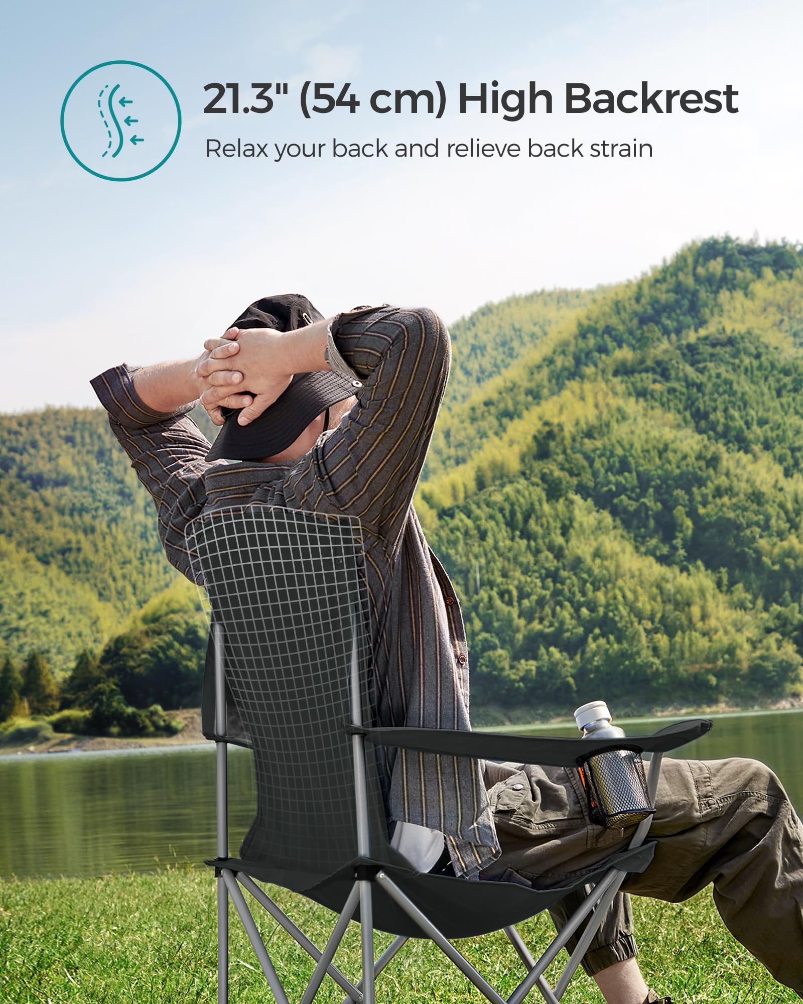 SONGMICS Set of 2 Folding Camping Chairs, Max. Load Capacity 330 lb SONGMICS