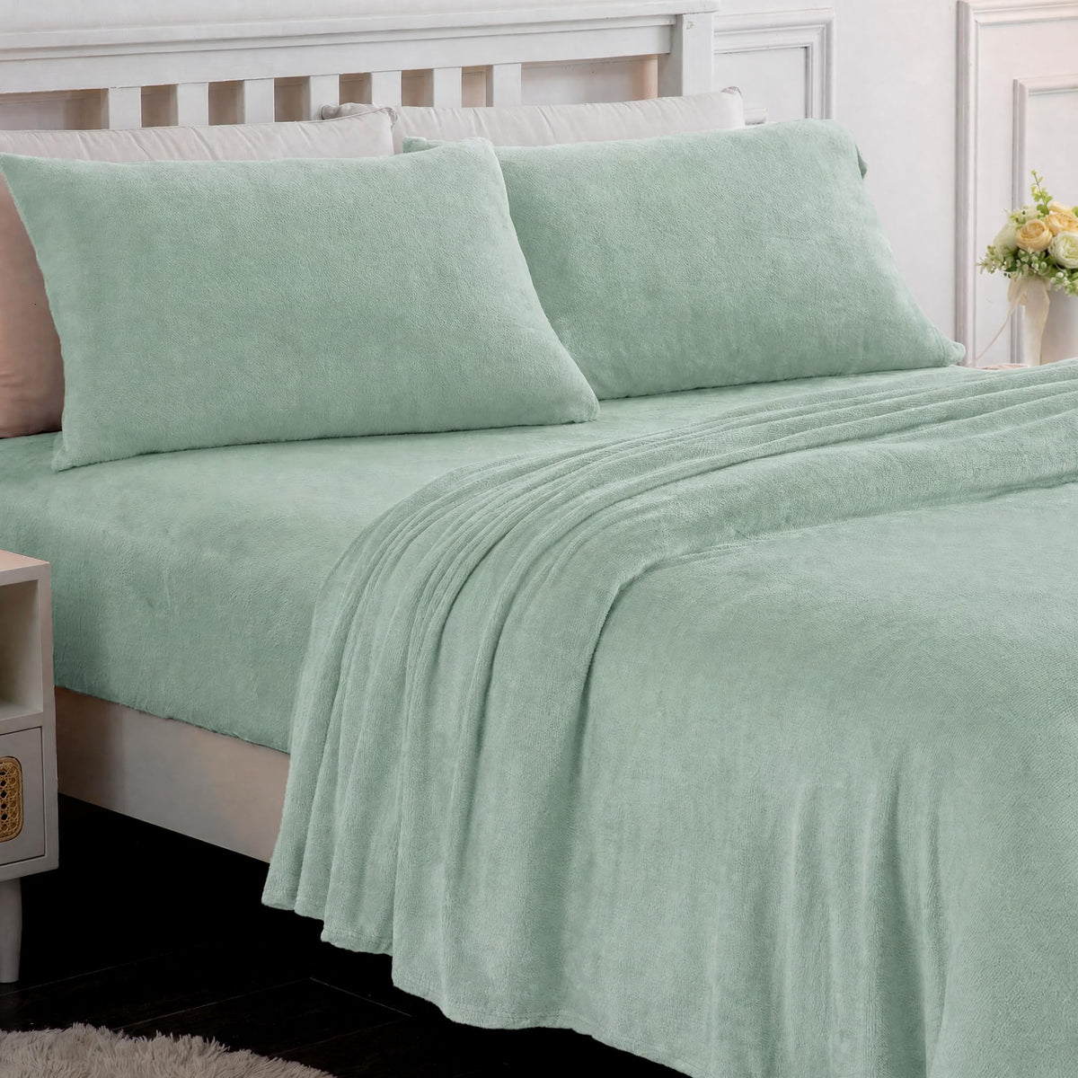 Softan Fleece Sheets, Soft as Flannel, Full, Sage Green 🍁 All In One Marketplace Canada