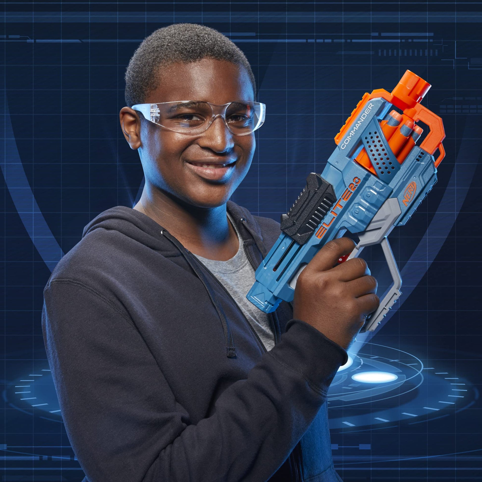 Hasbro Nerf Elite 2.0 Commander RD-6 Blaster, 12 Official Nerf Darts, 6-Dart Rotating Drum, Tactical Rails, Barrel and Stock Attachment Points, E9485 Nerf
