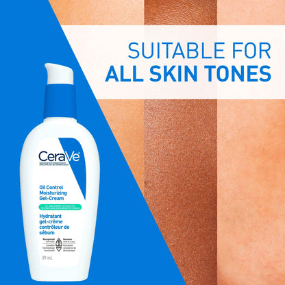 CeraVe Oil Control Moisturizing Gel-Cream for Oily & Combination Skin, 48H Hydration & 8H Shine Control, Non-Greasy, Matte Finish with Ceramides, Hyaluronic Acid & Niacinamide, Fragrance-Free, 89mL - Available at All In One Marketplace Canada