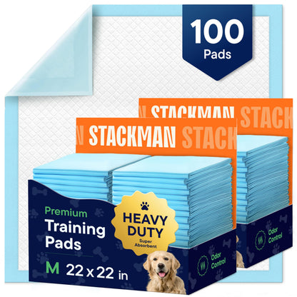 Puppy Pads Pet Pee Pads for Dogs & Puppy Training - 100 Count - Potty Pads for Dogs 22" x 22" Leak-Proof Dog Pee Pads - Quick-Dry Surface - Heavy Duty Absorbent Disposable Dog Wee Pad Bulk Pack Stack Man