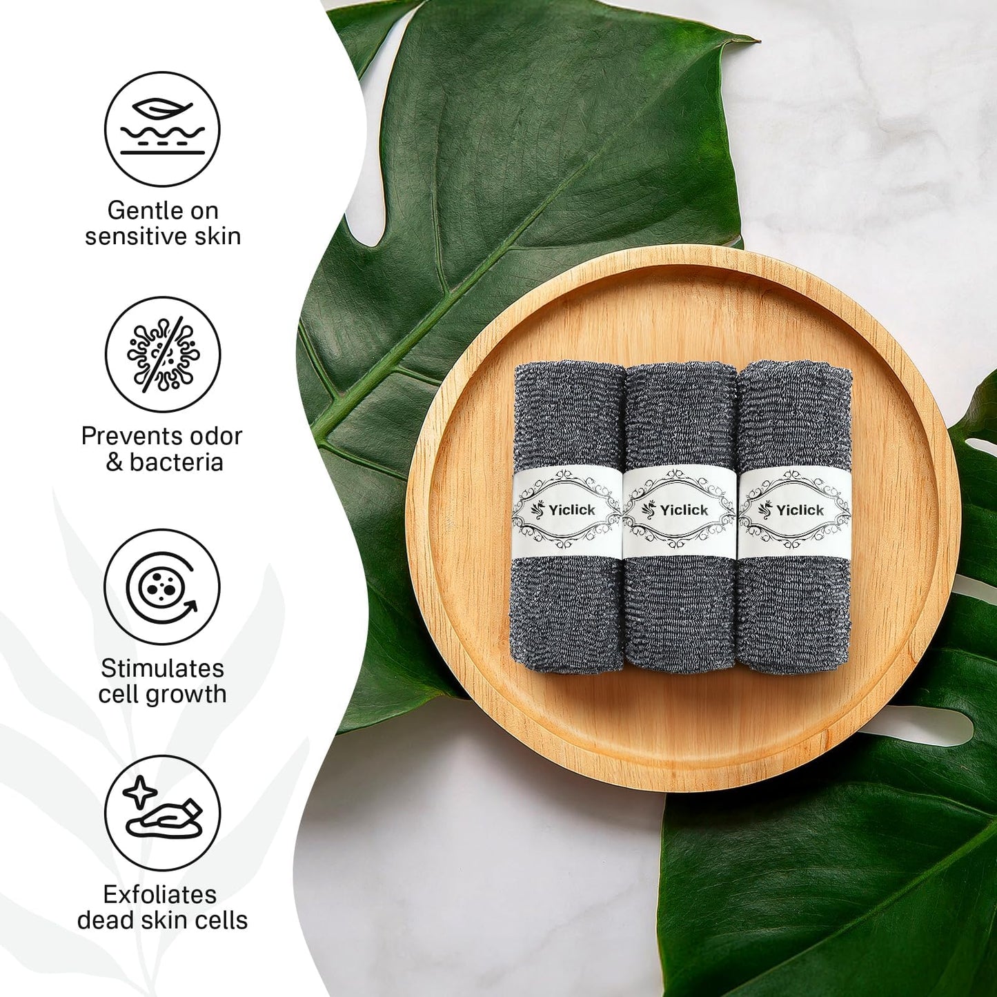 Yiclick Exfoliating Washcloth Towel, Exfoliating Body Scrubber, Back Scrubber Washer for Shower Bath, African Net Sponge Loofah Body Scrub Exfoliator, Exfoliating Cloth Brush Gloves for Women (Grey) - Available at All In One Marketplace Canada