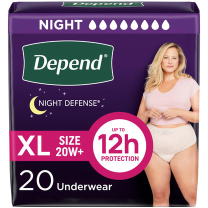 Depend Night Defense Incontinence Underwear for Women, XL, Blush, 20 Count 🍁 All In One Marketplace Canada