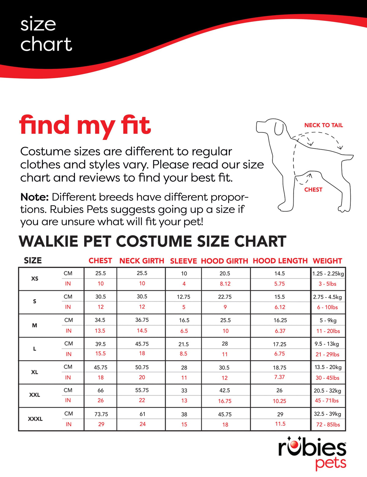 Costume pour animal de compagnie Rubies Rocky pour soirées à thème et Halloween, tel qu'illustré, grand