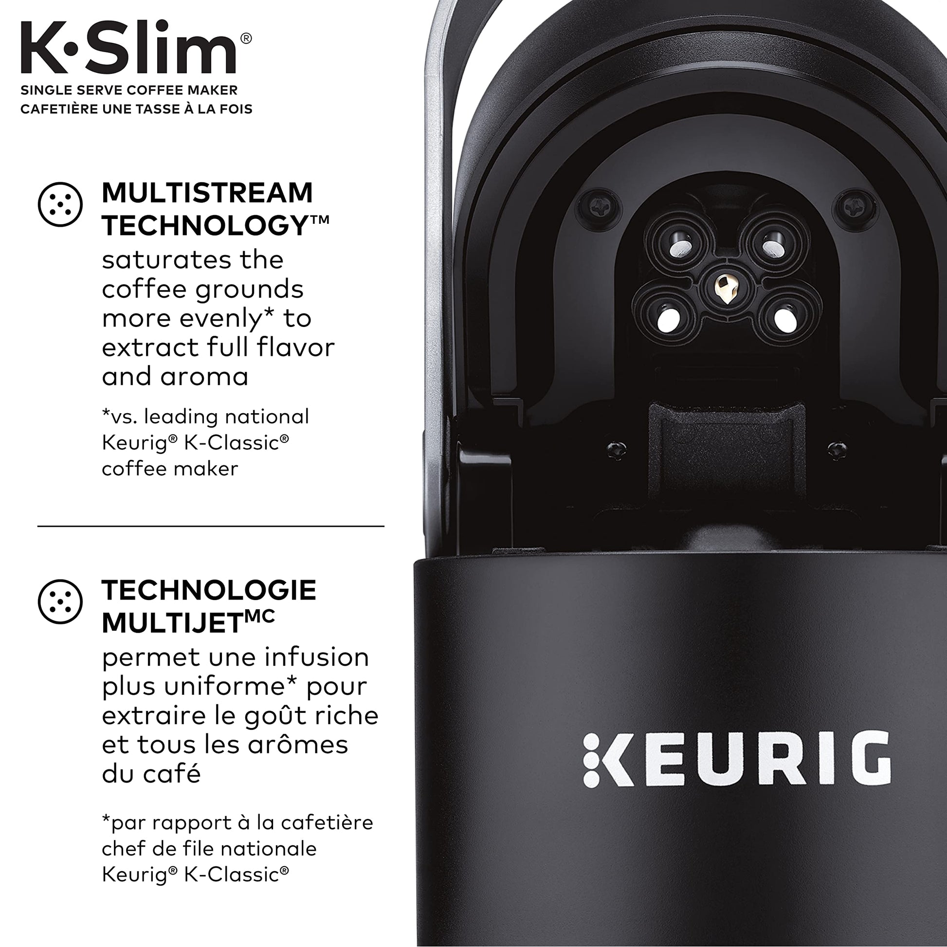 Keurig K-Slim Single Serve K-Cup Pod Coffee Maker, Featuring Simple Push Button Controls And MultiStream Technology, Black