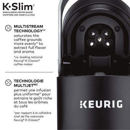 Keurig K-Slim Single Serve K-Cup Pod Coffee Maker, Featuring Simple Push Button Controls And MultiStream Technology, Black