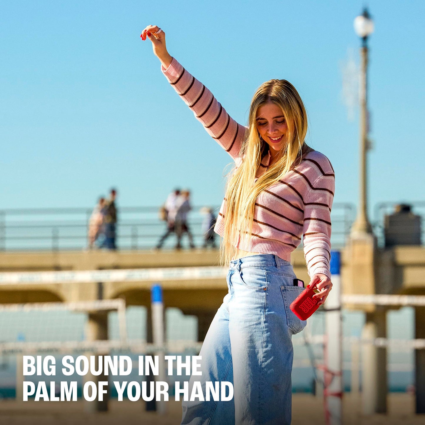 JBL Go 5 - Ultra-Portable Waterproof & Drop-Proof Speaker with JBL Legendary Sound & Ambient Edge Lighting, AirTouch Instant Stereo Pairing or Link Multiple Compatible Speakers via Auracast™ (Pink)