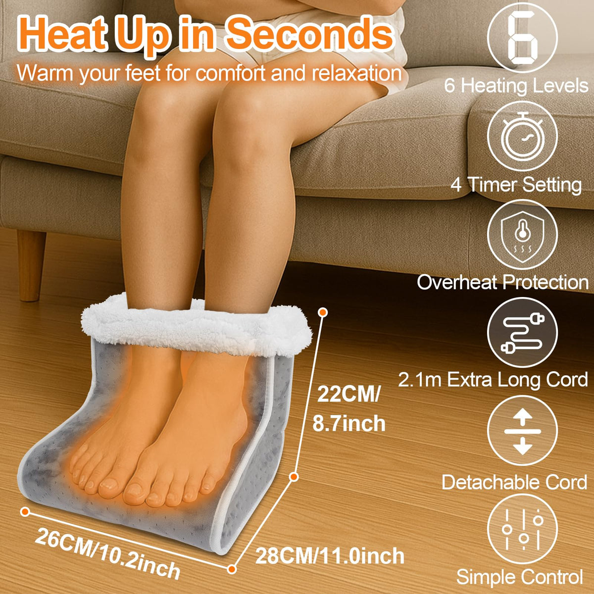 Electric Heated Foot Warmer with 6 Heat Settings and 4 Timers for Men Women 🍁 All In One Marketplace Canada