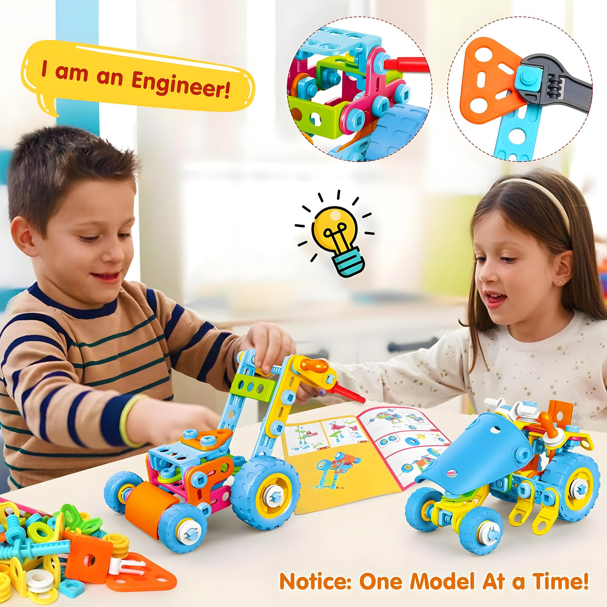 MOONTOY STEM Toys for 3 4 5 6 7 8+ Year Old Boy Girl Kids Christmas Birthday Gift, Toddler 3-5 Block Stem Kits Building Toys for Kids Ages 4-8 5-7 6-8 4-6 8-12 Erector Set Creative Activities 118pcs 🍁 All In One Marketplace Canada