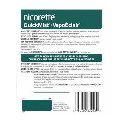 Nicorette QuickMist Nicotine Mouth Spray 1mg, Spearmint, 300 Sprays, 2 pack