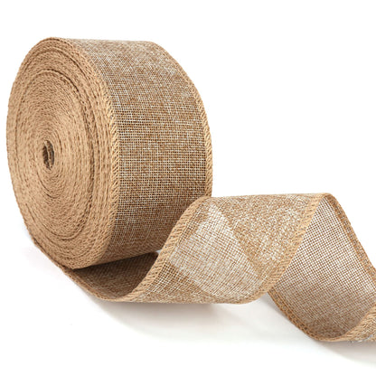 Burlap Ribbon Fabric Wired Edge 20 Yards for Decoration (2.5inch, Natural) 🍁 All In One Marketplace Canada