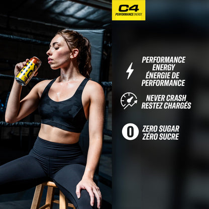 Cellucor C4 Performance Energy Drink, Orange Slice, Carbonated Sugar Free Drink with no Artificial Colours or Dyes, 473mL, 12 count
