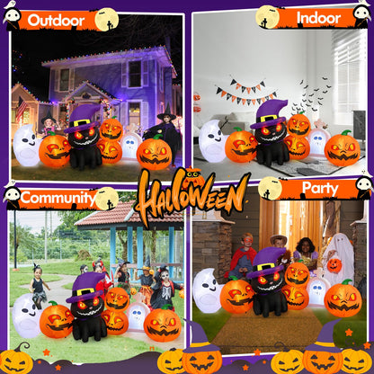 Danxilu 8FT Halloween Inflatables Outdoor Decorations Blow Up Pumpkin & Cat 🍁 All In One Marketplace Canada