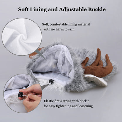 Onmygogo Funny Pet Moose Costumes for Dog, Cute Furry Pet Wig for Halloween Christmas, Pet Clothing Accessories (L, Moose) 🍁 All In One Marketplace Canada