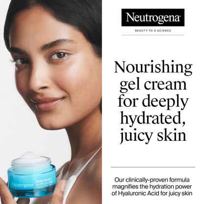 Neutrogena Hydro Boost Fragrance Free Face Moisturizer with Hyaluronic Acid for Dry Skin, Gel Cream Moisturizer For a Refreshing Burst of Hydration & Glowing Skin, Non-Comedogenic, 50ml