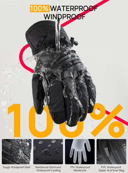 TRENDOUX Winter Gloves Men Women Cold Weather Ski Thermal Mens Gloves Man with Thermohandz Warming Hot Lining Grip Silicone for Motorcycle Adult Skiing Driving Biking Riding Skating - Black L 🍁 All In One Marketplace Canada