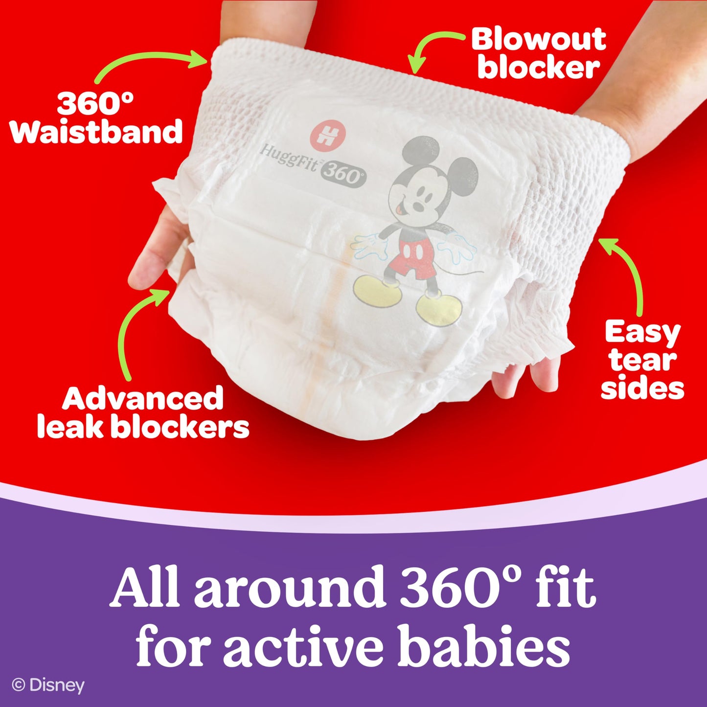 Huggies Size 6 Baby Diapers, Little Movers HuggFit 360° Baby Diapers with 360° Waistband, Size 6 (35+ lbs), 80 Count, Packaging May Vary