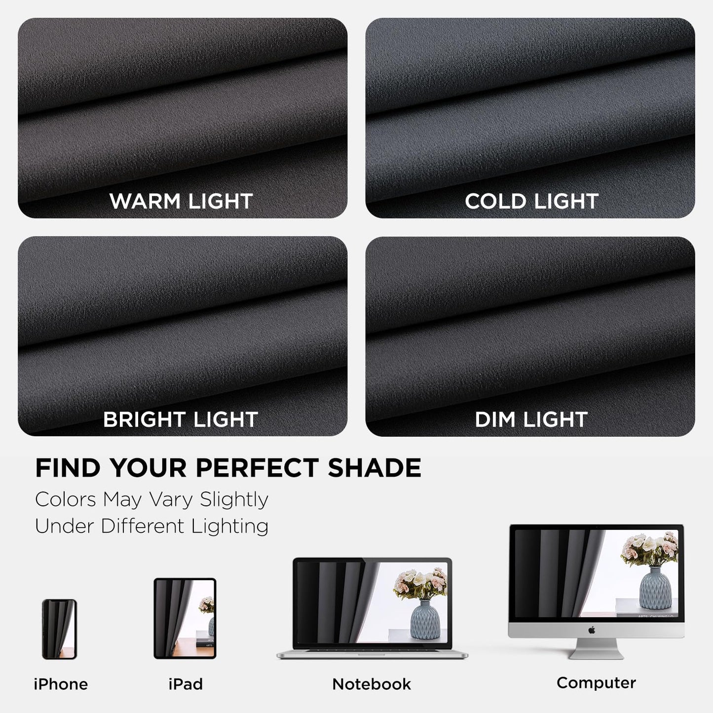 Joydeco Blackout Curtains 63 Inch Length 2 Panels Set, Thermal Insulated Long Curtains& Drapes 2 Burg, Room Darkening Grommet Drapes for Living Room Bedroom Window (W52 x L63 Inch, Dark Grey)