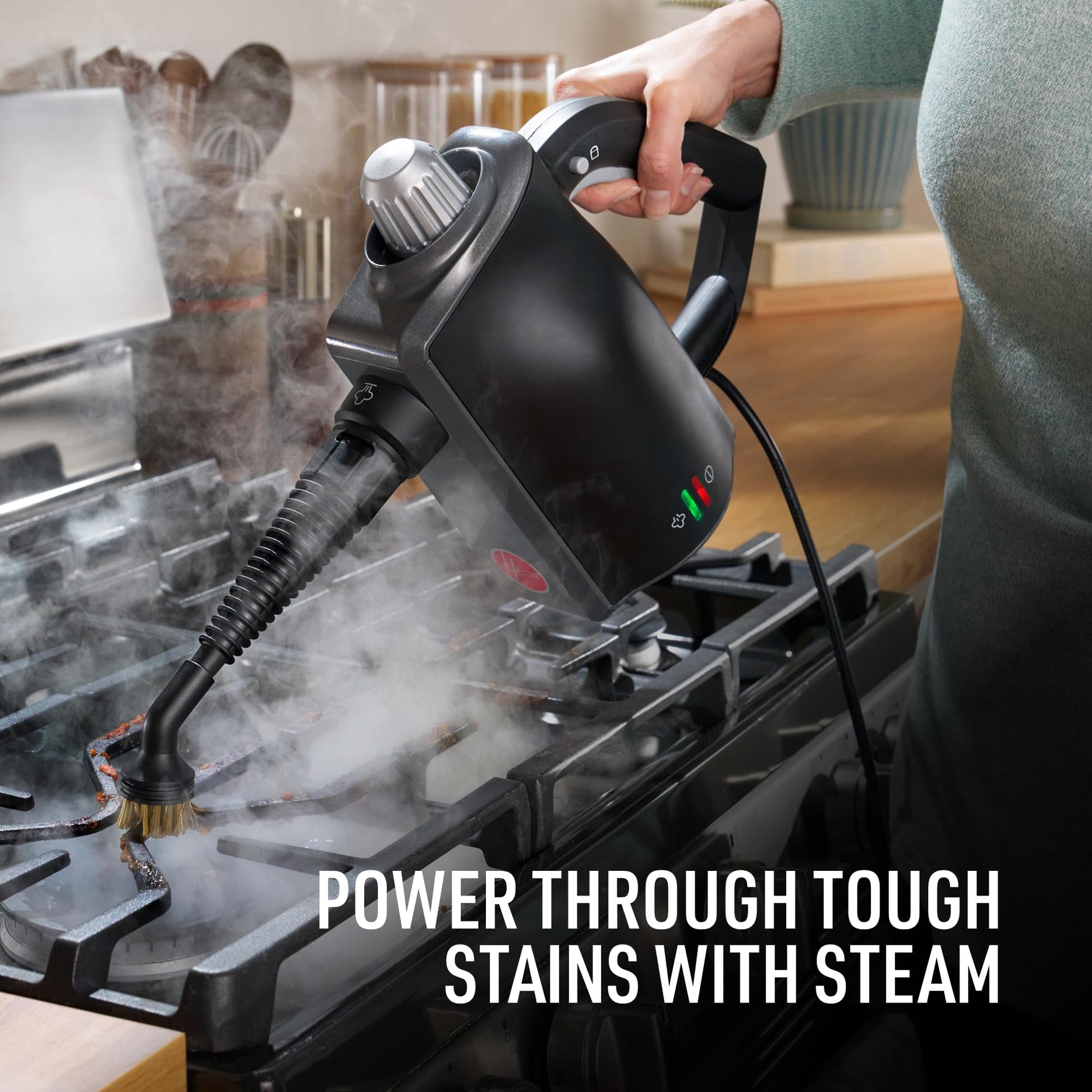 Hoover Portable Handheld Steam Cleaner, 10-in-1 Pressurized Steamer for Grout, Tile, Upholstery, Car Detailing, Kitchen & Bathroom | Chemical-Free, XL Spill-Proof Tank | WH25000CA - Available at All In One Marketplace Canada