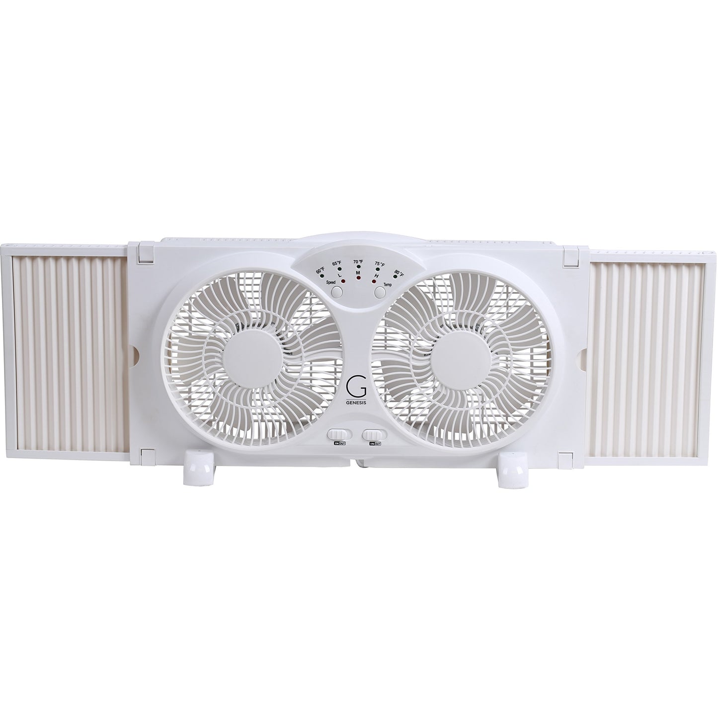 Genesis Twin Fan High Velocity Reversible AirFlow Fan, LED Indicator Lights Adjustable Thermostat & Max Cool Technology, ETL Certified, White (A1WINDOWFAN) Genesis