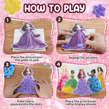 Poke Art Princess Kit Gift 10 Pcs Set,Crafts For Kids Ages 4-8, Diy Craft Kits With & Arts And Crafts For Kids.4, 5, 6, 7, 8, 9,10 Christmas Thanksgiving Birthday Gift Stitch Gifts For Girls 🍁 All In One Marketplace Canada