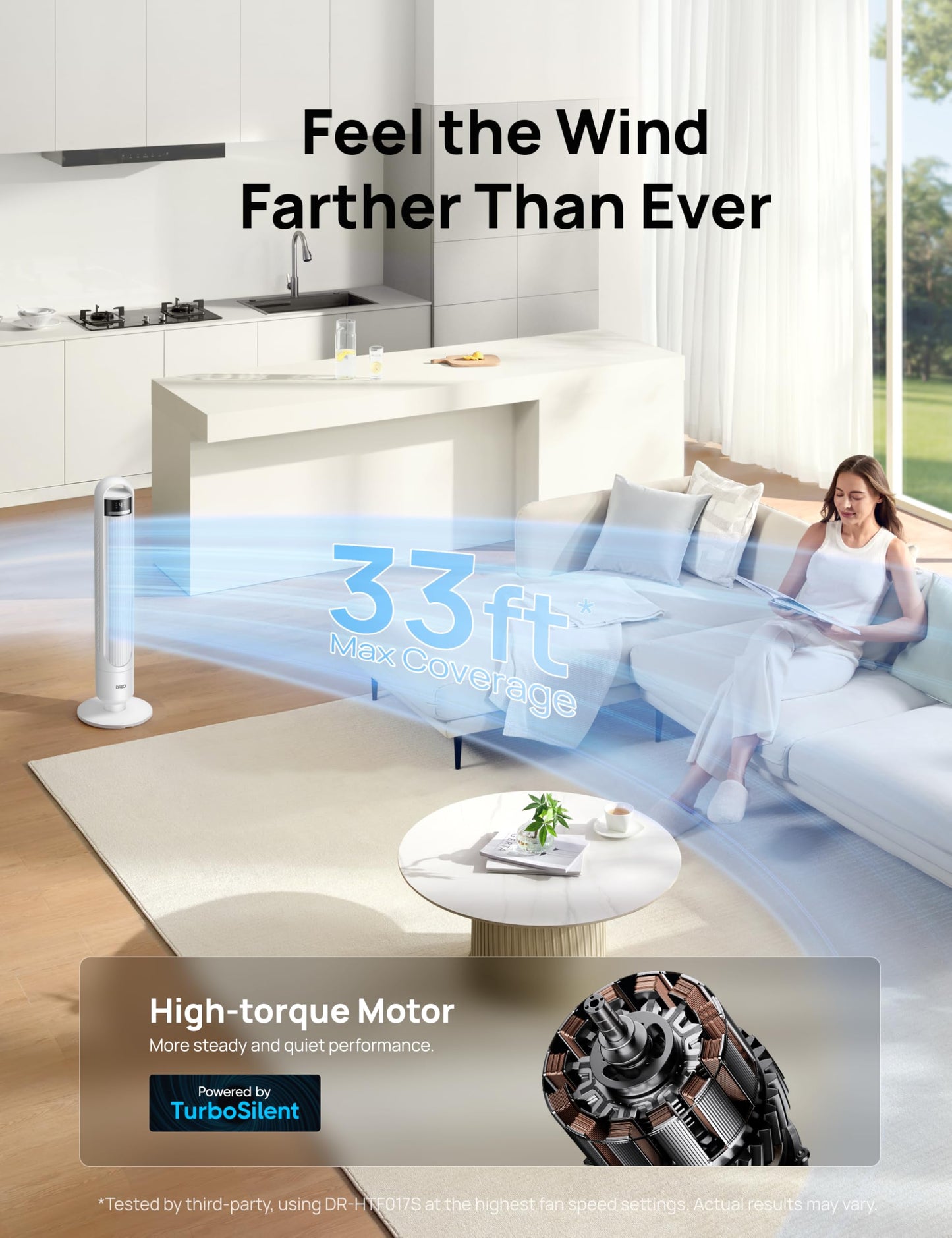 DREO Smart Tower Fan for Bedroom, 90° Oscillating Standing Fans for Room with 4 Speeds, 4 Modes, 25dB Quiet for Sleep, 25ft/s Velocity, 8H Timer, Remote/App/Voice Control for Living Room, Office, Home