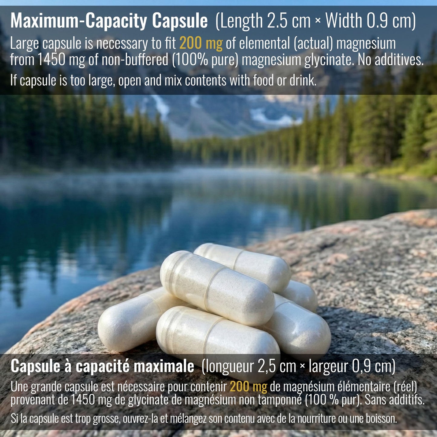 Magnesium Glycinate 200 mg Capsules (Elemental) from Non-Buffered Fully Chelated 100% Magnesium Bisglycinate - 62 Max-Capacity High-Absorption Capsules - Made in Canada - Nutritionn - Available at All In One Marketplace Canada