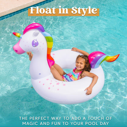 JOYIN 2-Pack Flamingo Unicorn Pool Float - Fun Beach Floaties, Inflatable Swimming Pool Tubes Party Toys, Lake Beach Floaty Swim Rings Summer Pool Raft Lounger for Adults & Kids - Available at All In One Marketplace Canada