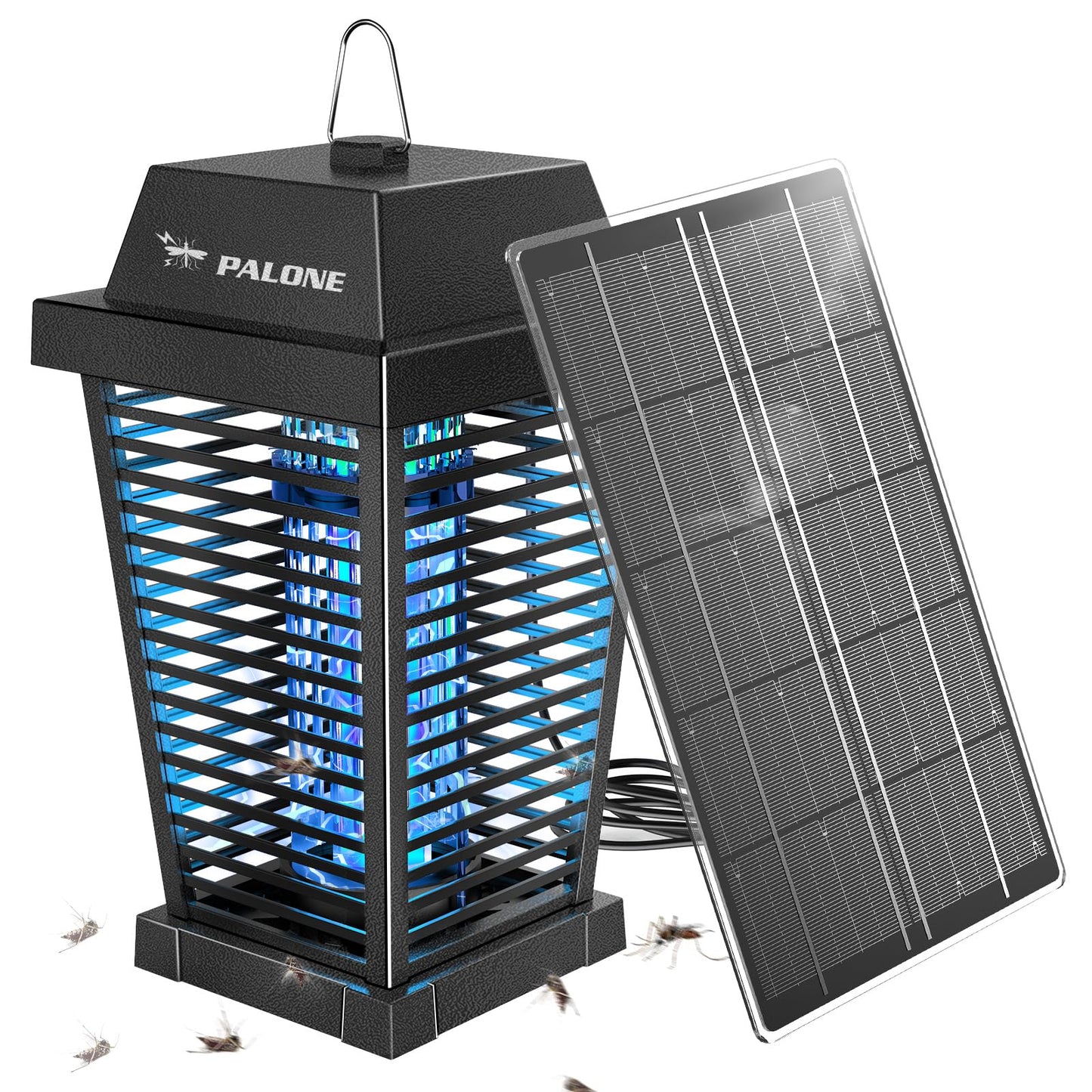 PALONE Bug Zapper with 4500V, USB-C and Solar Panel Dual Charging, Waterproof Bug Zapper with 7.5W Solar Charging Panel, Suitable for Camping Outdoor