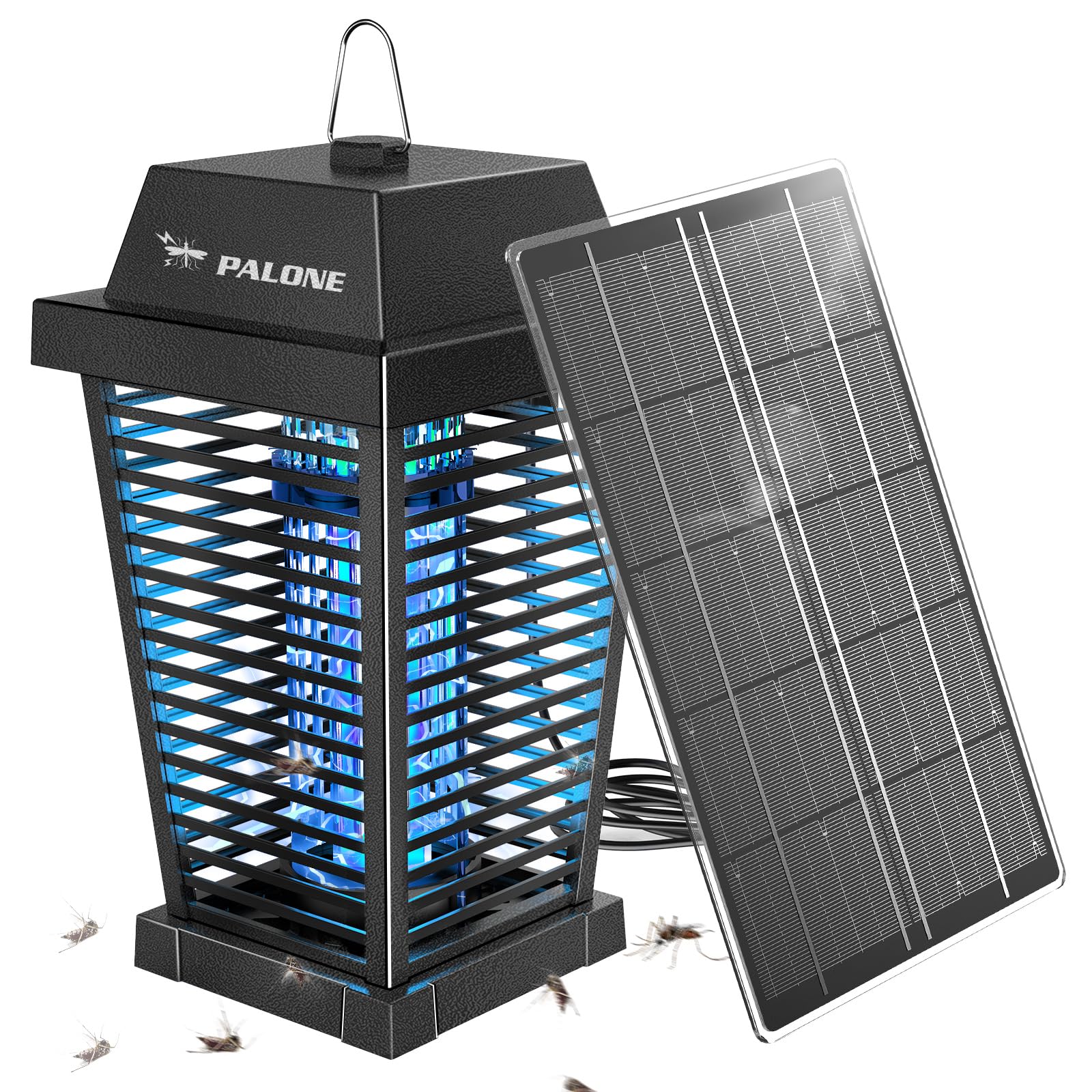 PALONE Bug Zapper with 4500V, USB-C and Solar Panel Dual Charging, Waterproof Bug Zapper with 7.5W Solar Charging Panel, Suitable for Camping Outdoor