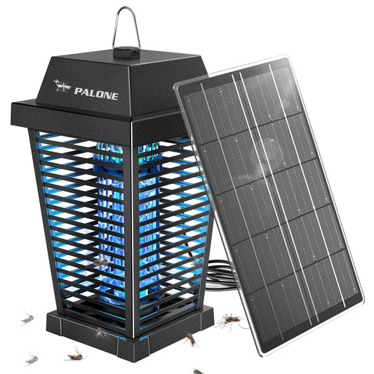 PALONE Bug Zapper with 4500V, USB-C and Solar Panel Dual Charging, Waterproof Bug Zapper with 7.5W Solar Charging Panel, Suitable for Camping Outdoor