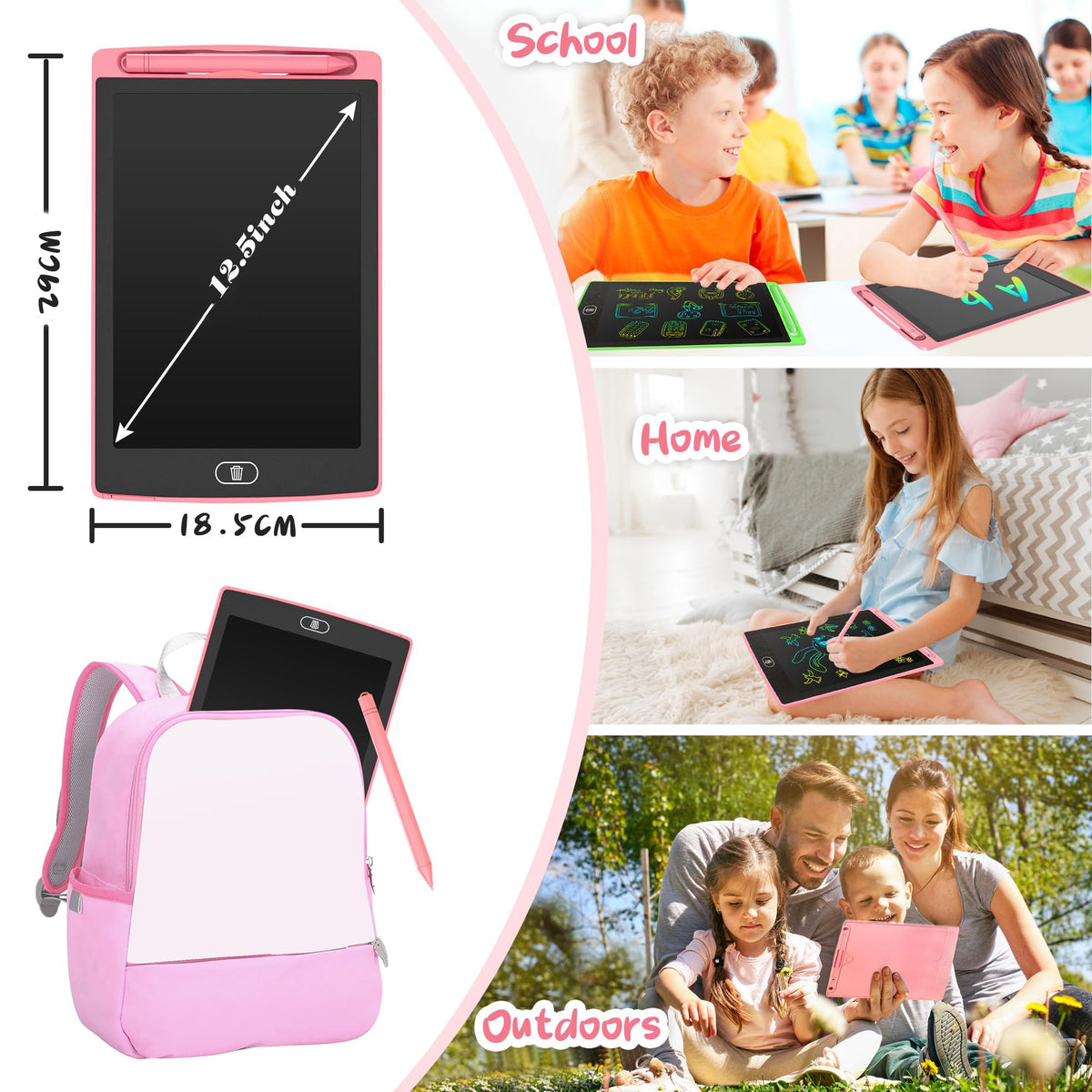 2 Pack LCD Writing Tablet for Kids Toys, HAPPYMATE 12.5 Inch Colorful Erasable Doodle Board Drawing Pad for Kids, Car Trip Educational Toys Christmas Gift for Girls Boys 3 4 5 6 7 8 Years Old 🍁 All In One Marketplace Canada