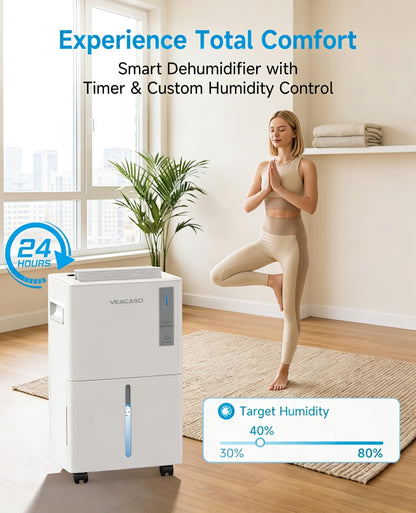 VEAGASO 1500 Sq.Ft Dehumidifier, 21 Pints Dehumidifiers for Basemens with Drain Hose & Humidity Control, Quiet Operation Dehumidifiers for Home, RV, Bathroom, Bedroom - 3 Modes & 24H Timer - Available at All In One Marketplace Canada
