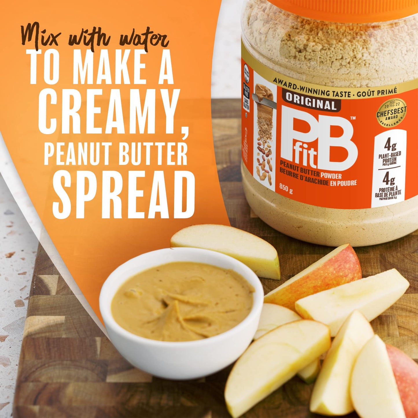 PBfit Powdered Peanut Butter - 87% Less Fat, 4g Protein Per Serving, Gluten Free - 850g (30 oz)