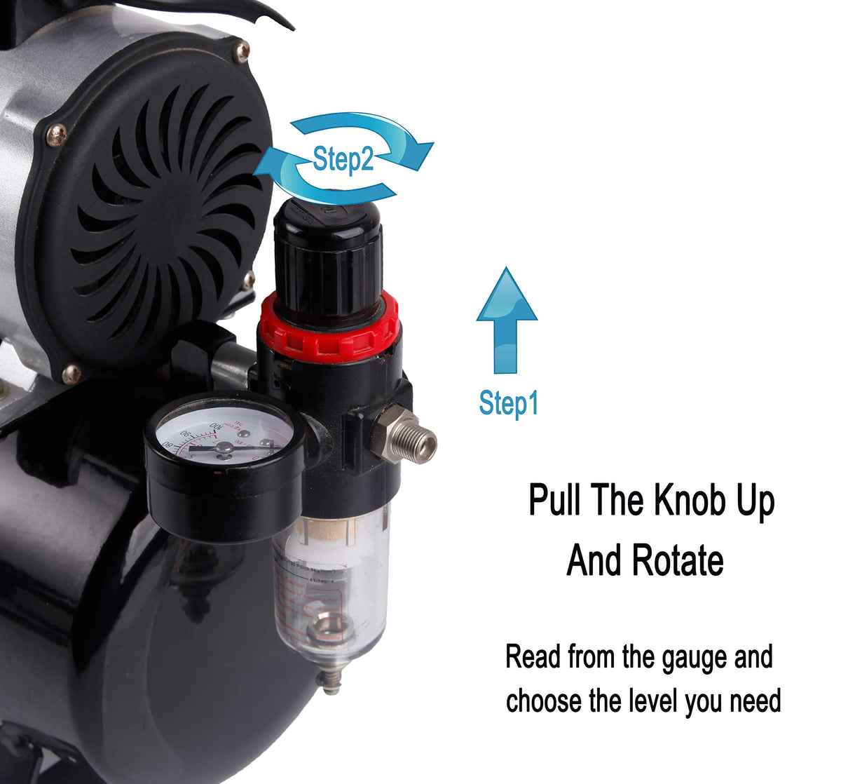 Timbertech Professional Upgraded Piston Airbrush Compressor with Motor Cool Down Fan ABPST08, Max 57PSI, Quiet Airbrush Compressor with Tank for Airbrush Paint, Nails, Tattoo, Makeup, Cake Painting 🍁 All In One Marketplace Canada