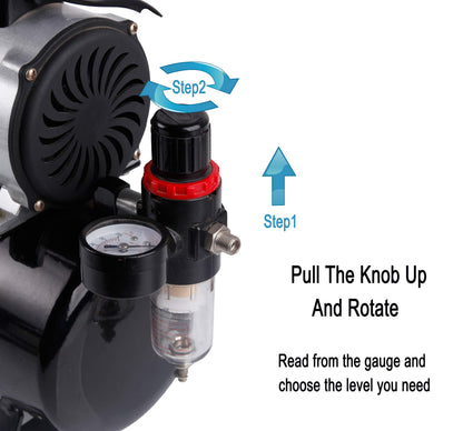 Timbertech Professional Upgraded Piston Airbrush Compressor with Motor Cool Down Fan ABPST08, Max 57PSI, Quiet Airbrush Compressor with Tank for Airbrush Paint, Nails, Tattoo, Makeup, Cake Painting 🍁 All In One Marketplace Canada