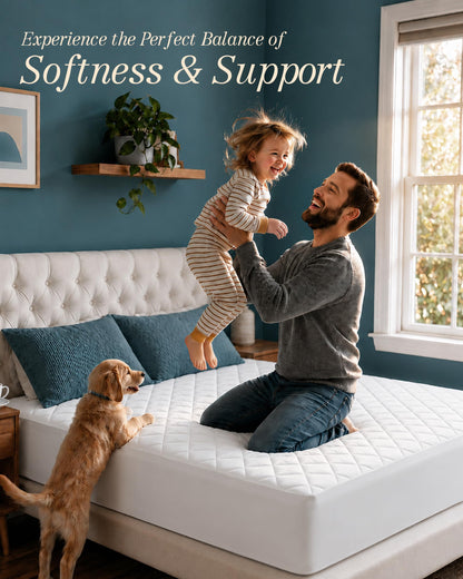 Utopia Bedding Quilted Fitted Mattress Pad, King Size, Elastic Fitted Mattress Topper Protector and Cover Stretches up to 16 Inches Deep, Machine Washable (White)