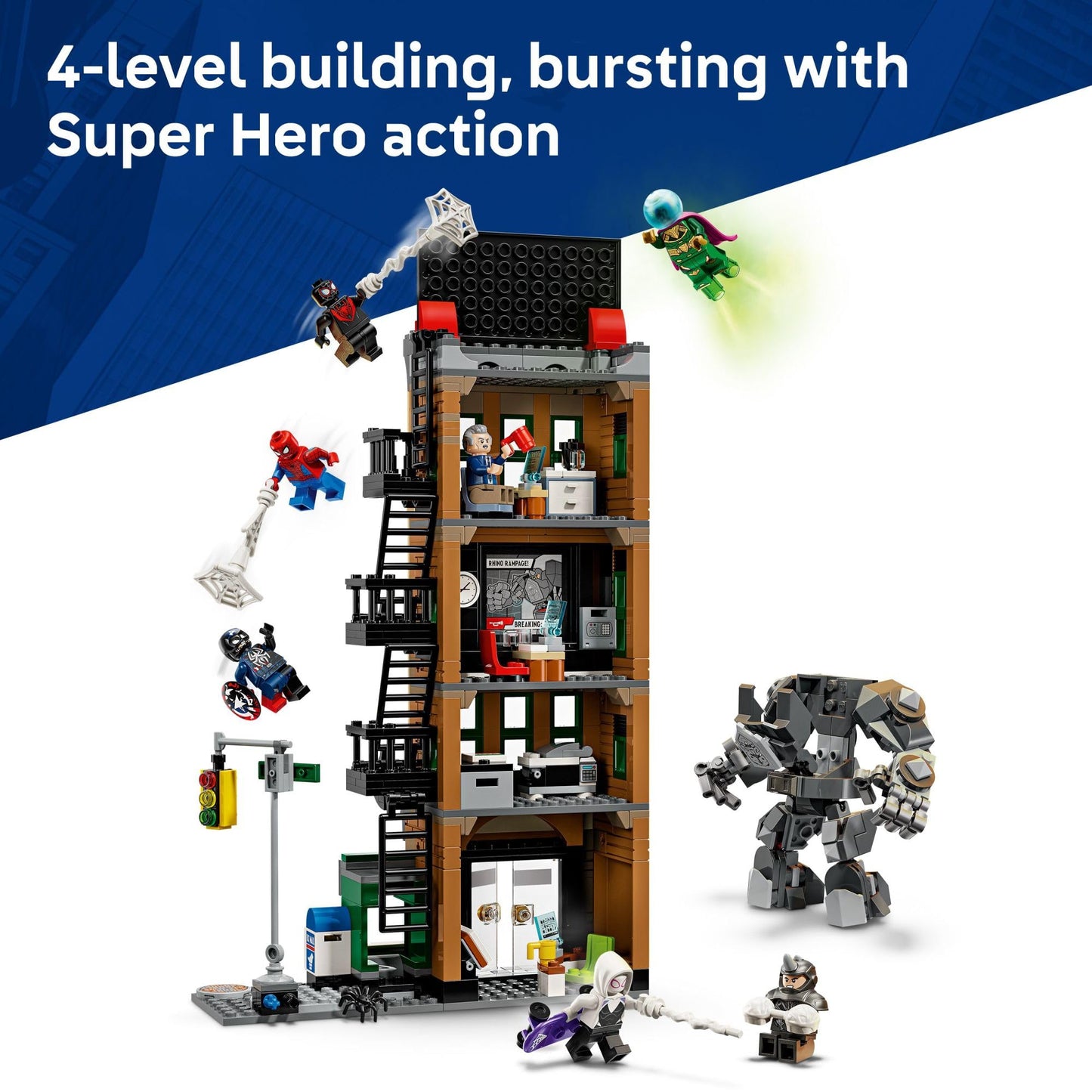 LEGO Marvel Spider-Man vs. Mysterio: The Daily Bugle Building Toy - Pretend Play Set with 7 Minifigures & Rhino Mech - Super Hero Toy for Boys & Girls, Ages 10+ - Gift Idea for Birthdays - 76342 🍁 All In One Marketplace Canada