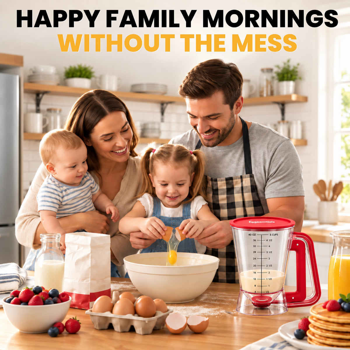Eggssentials Pancake Dispenser for Batter - Pancake Mix Dispenser Cupcakes, and Muffins – Precision, Mess Free – Cake Mix Dispenser Bottle for Baking & Griddle - Red Color 🍁 All In One Marketplace Canada