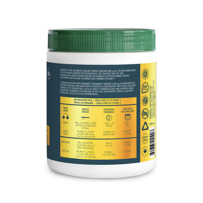 Organika Canadian-Made Creatine Powder- Pure Micronized Creatine Monohydrate - Helps Build Lean Muscle, Increase Strength, and Improved Recovery and Performance for Men and Women - 500g, 100 servings