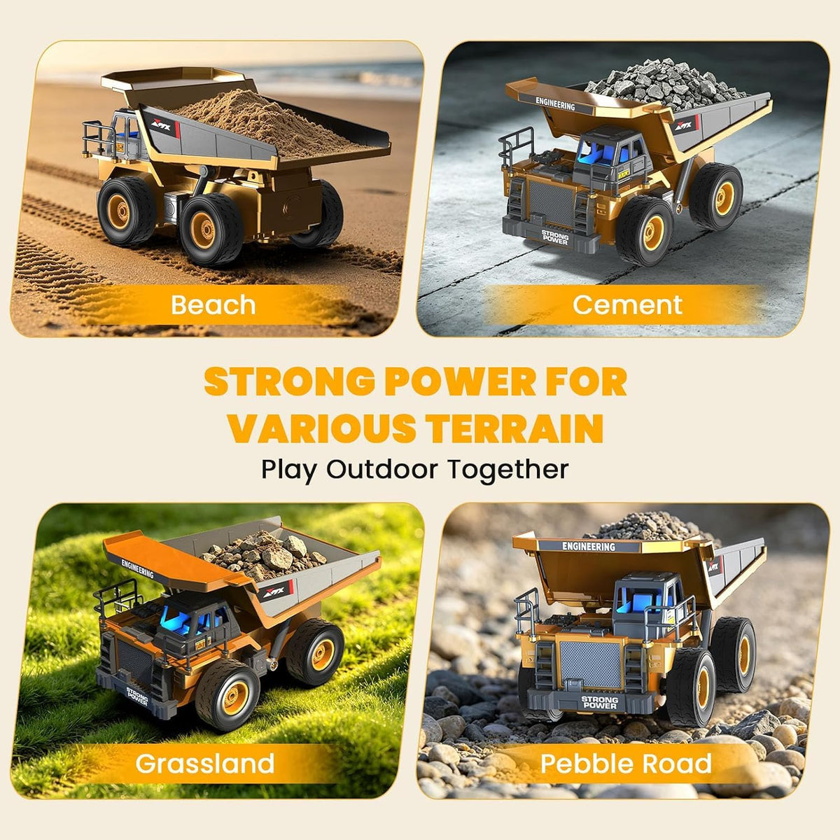 GraceDuck Remote Control Heavy Duty Metal Dump Truck Toys for Boys, 2.4GHz RC Truck with Alloy Bed Sound Light, RC Construction Vehicle Toys for Boys 4 5 6 7 8 Year Old Boys Gift Christmas 🍁 All In One Marketplace Canada