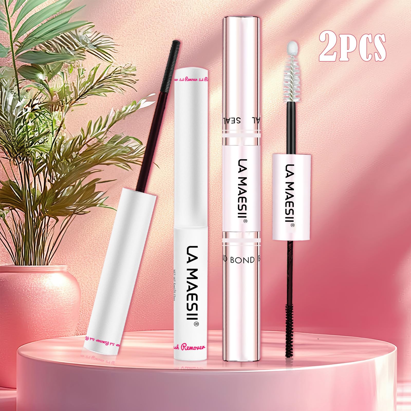 LA MAESII Lash Bond and Seal Waterproof Lash Remover Lash Cluster Glue for Eyelash Clusters DIY Lash Extension Kit at Home Pack 2