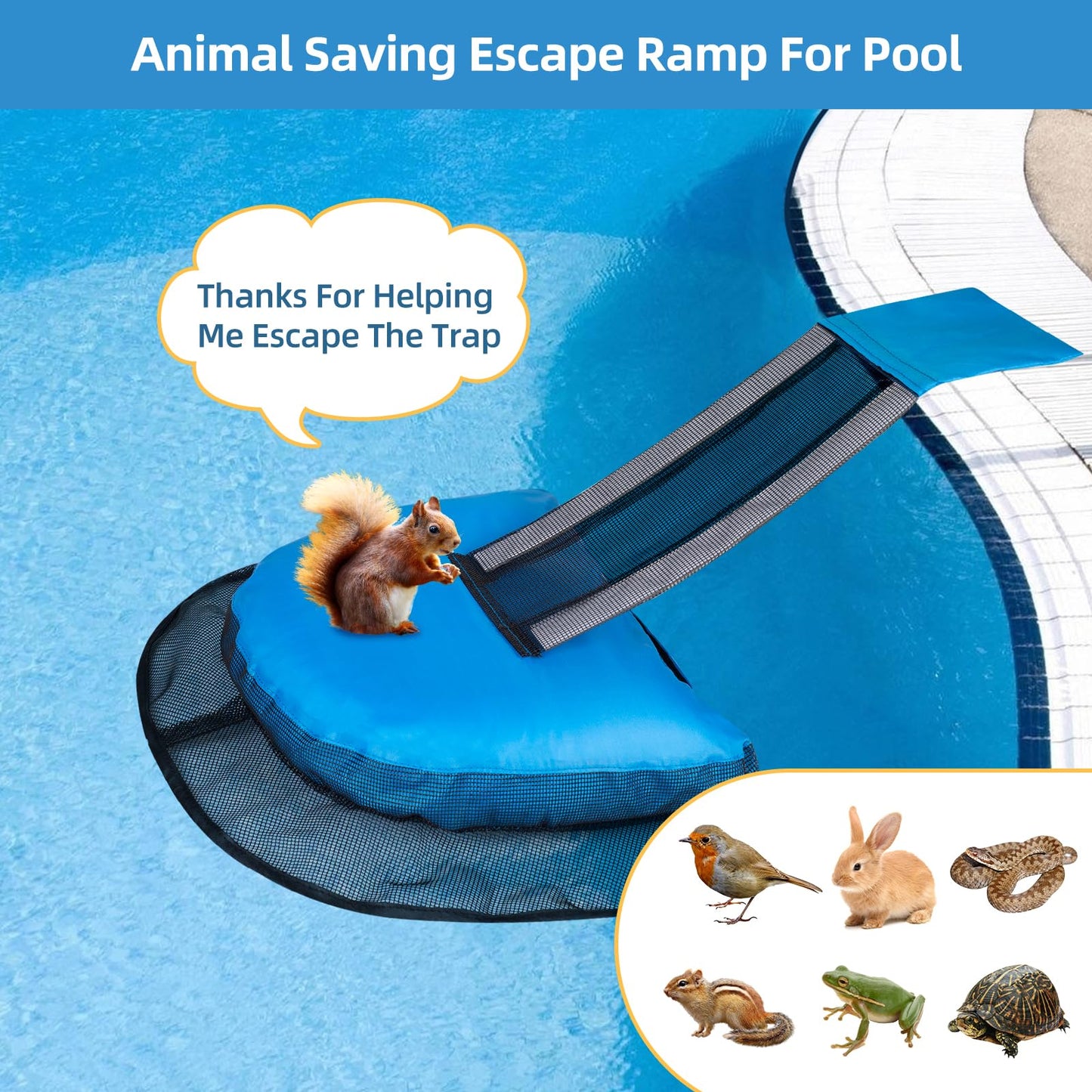 2Pcs Pro Animal Frog Wildlife Saving Saver Escape Ramp Bridge for Swimming Pool Floating Small Animal Critter Ducks Escape Ramp Frog Pads for Pool Log Device Reduces Maintenance Accessories (Blue, L) - Available at All In One Marketplace Canada