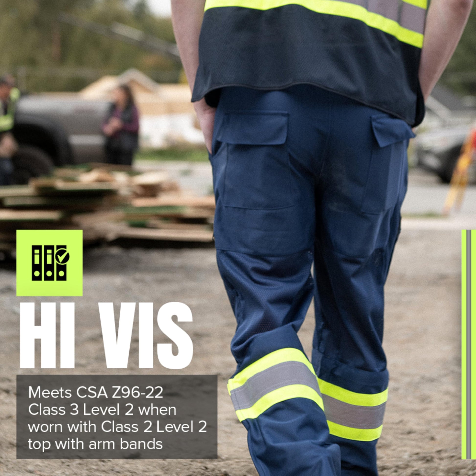 Pioneer Hi Vis Pants for Men - Breathable Mesh - Blue Pioneer