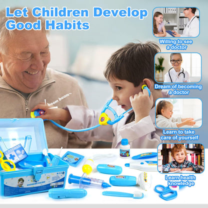 Doctor Kit Kids Toys for 2 3 4 Year Old Girl Boys, Dentist Kit Pretend Play Costume Dress Up Game Medical Kit Educational Toddler Toys for 2 3 4 5 6 + Year Old Boys Girls Birthday Gifts