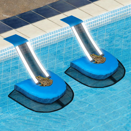 2Pcs Pro Animal Frog Wildlife Saving Saver Escape Ramp Bridge for Swimming Pool Floating Small Animal Critter Ducks Escape Ramp Frog Pads for Pool Log Device Reduces Maintenance Accessories (Blue, L) - Available at All In One Marketplace Canada