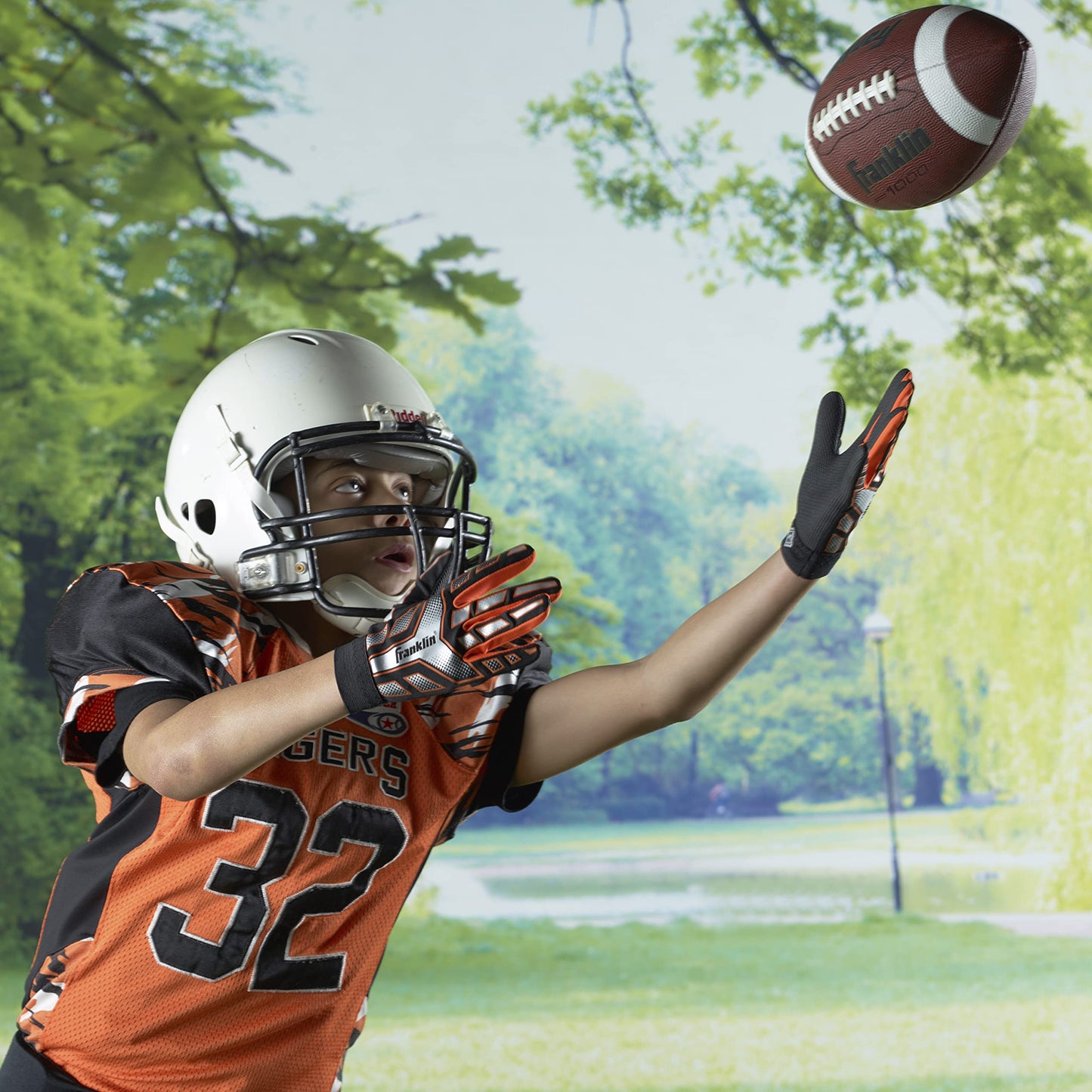 Franklin Sports Official Size Football - All-Weather 1000 Regulation Outdoor Football - Synthetic Leather Adult Size Football - Extra Grip Official Size Football - Brown + White Franklin Sports