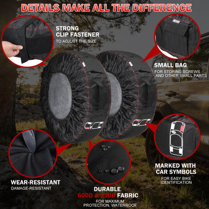 Cholila Cover Set of 4 Seasonal Tire Totes, Fits 22-31in Diameter, Black 🍁 All In One Marketplace Canada
